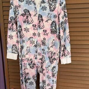 Disney Frozen Kids One Piece Footie - Pink and White